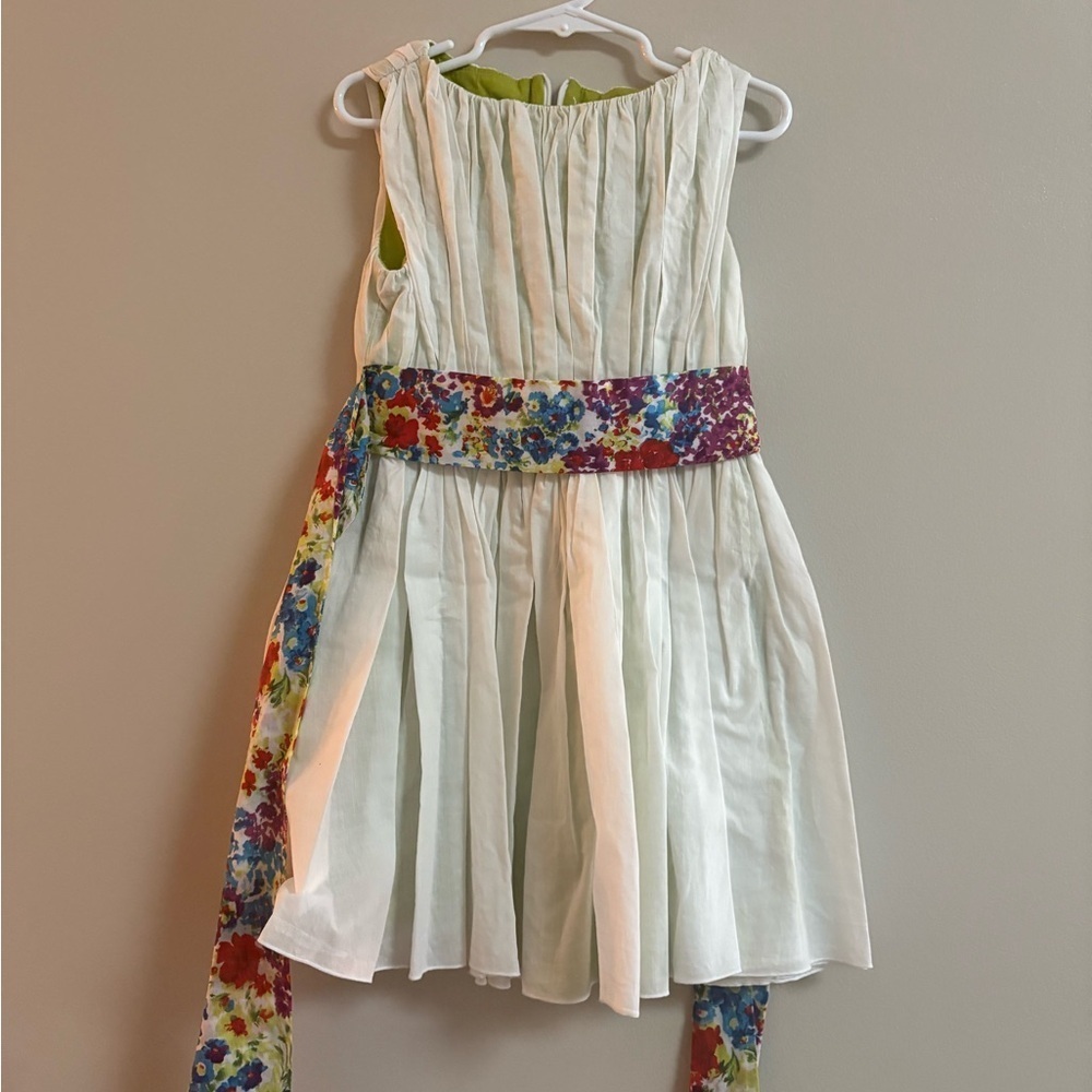 Llum Green and White Dress
